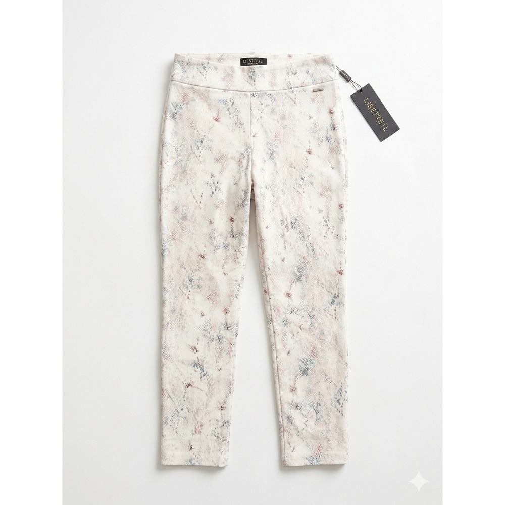 Lisette L Montreal Bachata Slim Ankle Pants Rose Blush Python Snake Print 75955‎